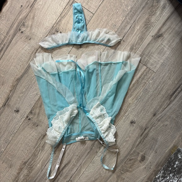 The escante collection 2 piece set babydoll top and thong corset lace up sexy - Picture 4 of 8